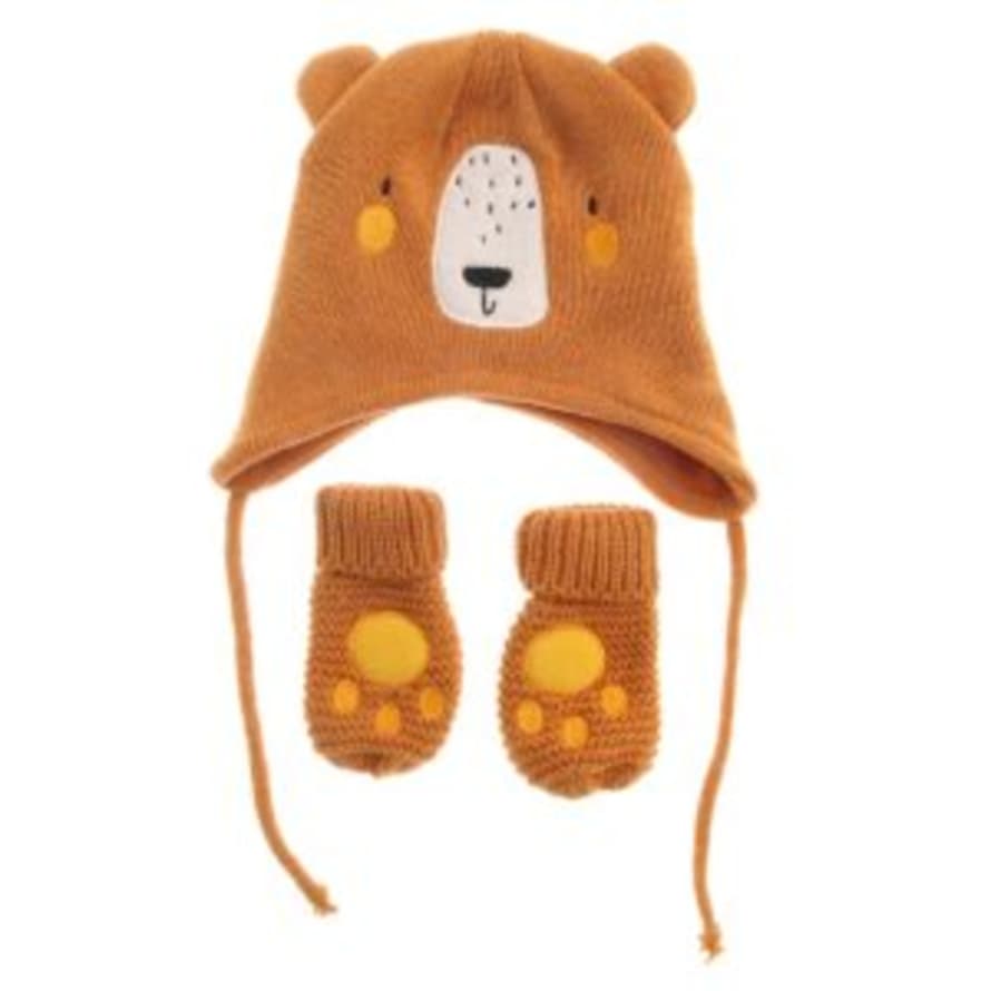 Ziggle Brown Bear Hat And Mittens
