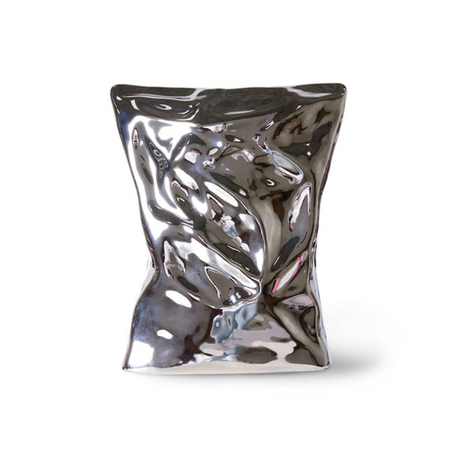 HKliving | Objects Bag Of Crisps Vase - Silver