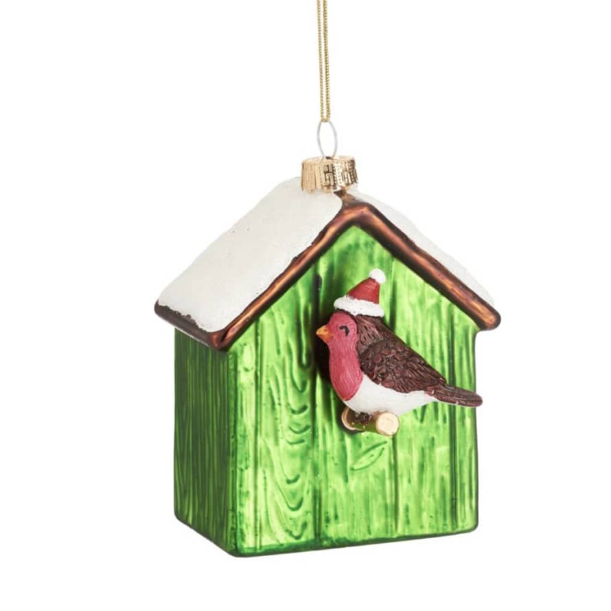 Sass & Belle  Birdhouse with Robin shaped Bauble 