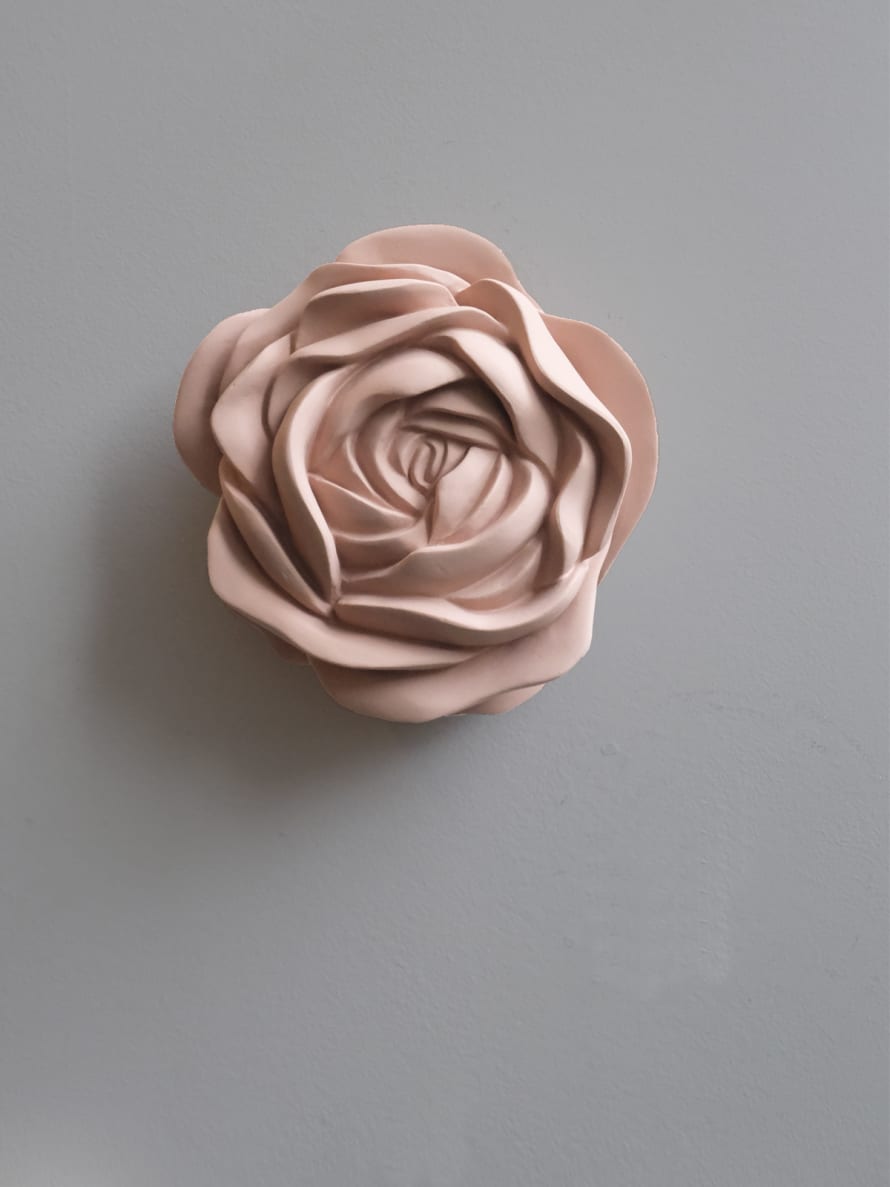 Iva Viana Rose Flower - Light Pink Plaster Sculpture Decor