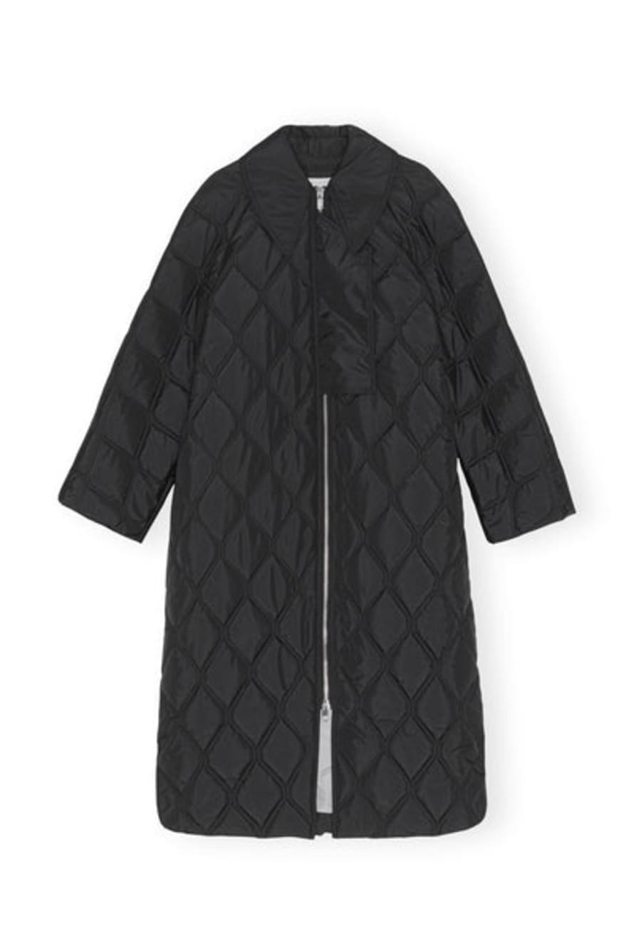 Ganni Ripstop Quilt Black Coat