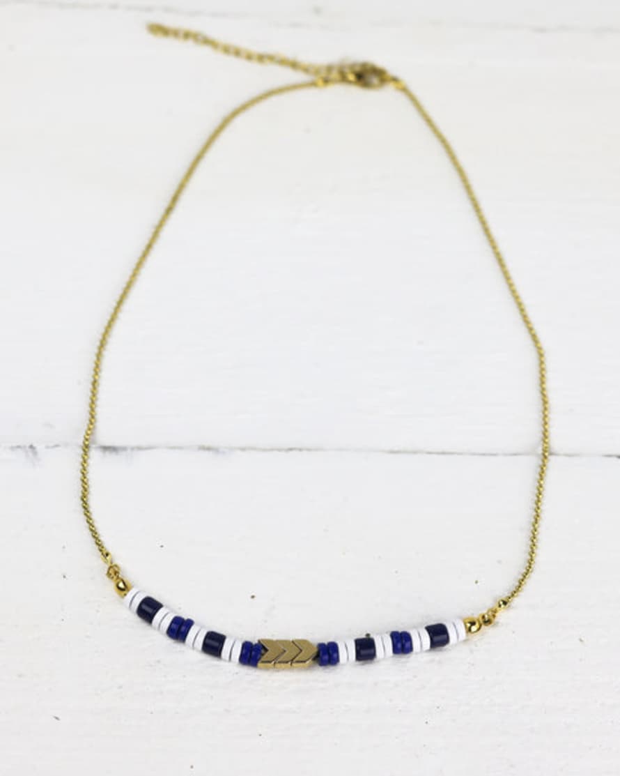 The Aloft Shop Navy And White Beaded Necklace