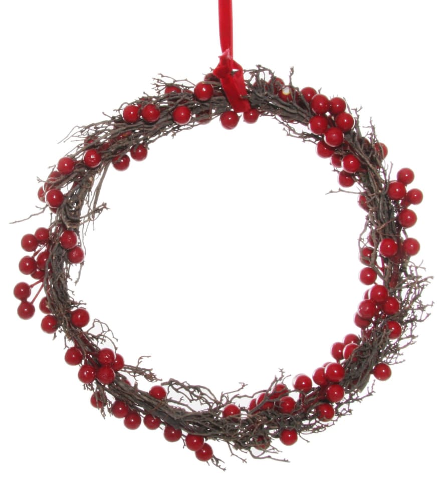 Shishi Twigs and Red Berries Wreath  30CM