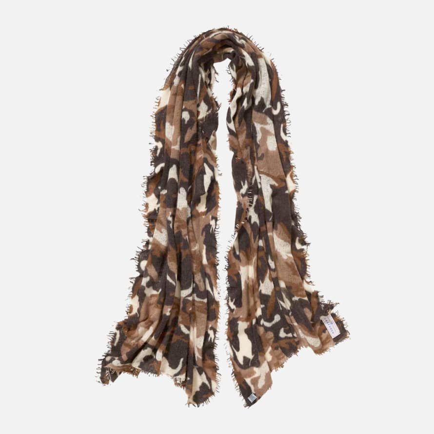 Pur Schoen Hand Felted Cashmere Soft Scarf Camouflage Testa Moro-Stone II + Gift