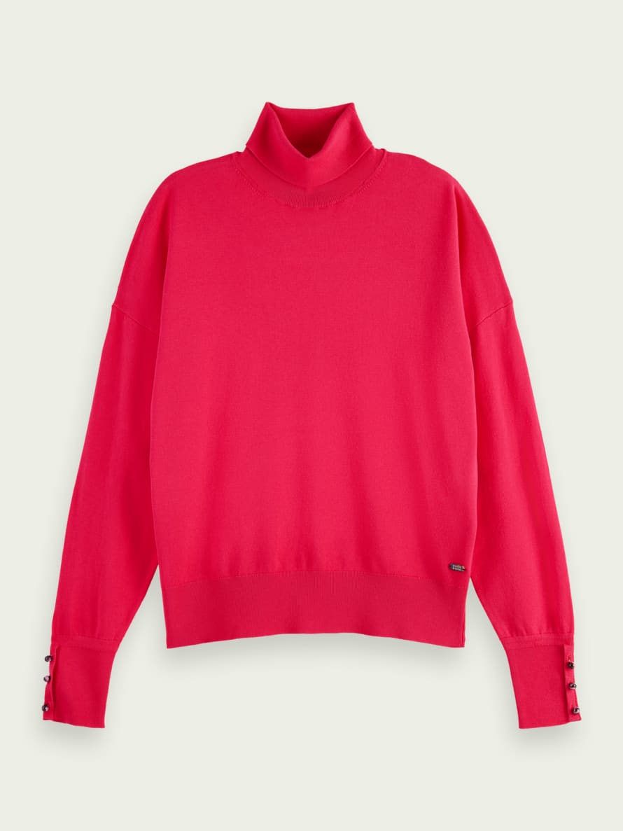 Scotch & Soda Relaxed Fit Turtleneck in Cosmic Pink