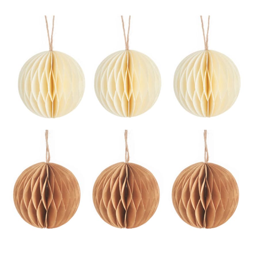 Sass & Belle  Cream & Gold Honeycomb Paper Decorations - Set Of 6