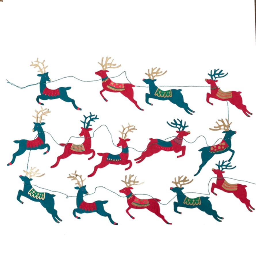 East End Press Colourful Reindeer Printed Paper Garland