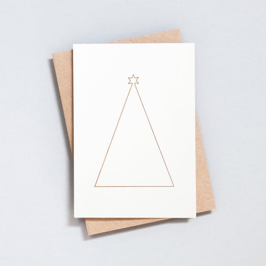 Ola Design Studio Season's Greetings Pack Of Six Tree In Copper Cards