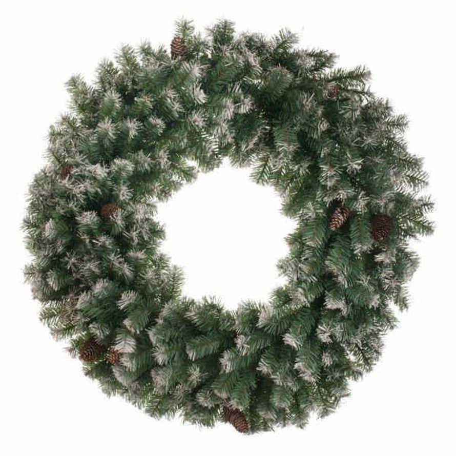 Collective Home Store Light Up Frosted Wreath with Cones