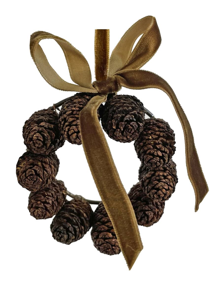Shishi Alnus Cones Wreath w/Velvet Bow - 8,5Cm
