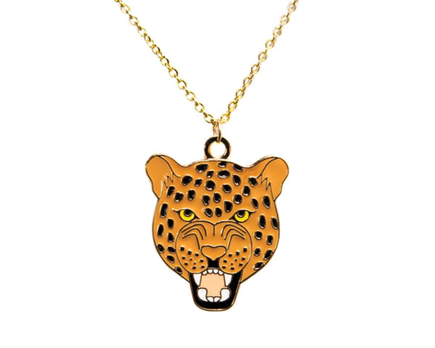 Acorn & Will Roaring Leopard Enamel Necklace