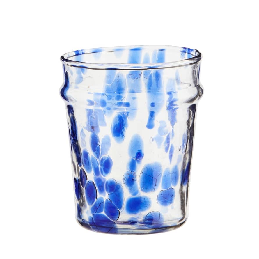 Madam Stoltz Blue and Clear Drinking Glass