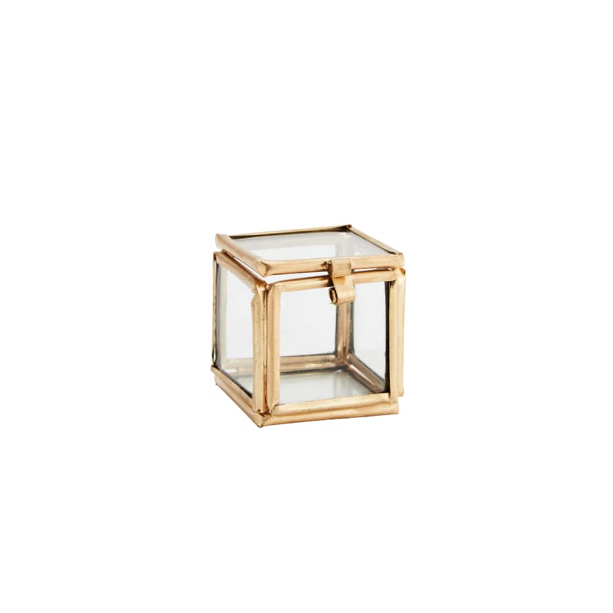 Madam Stoltz Mini Antique Brass Glass Quadratic Box