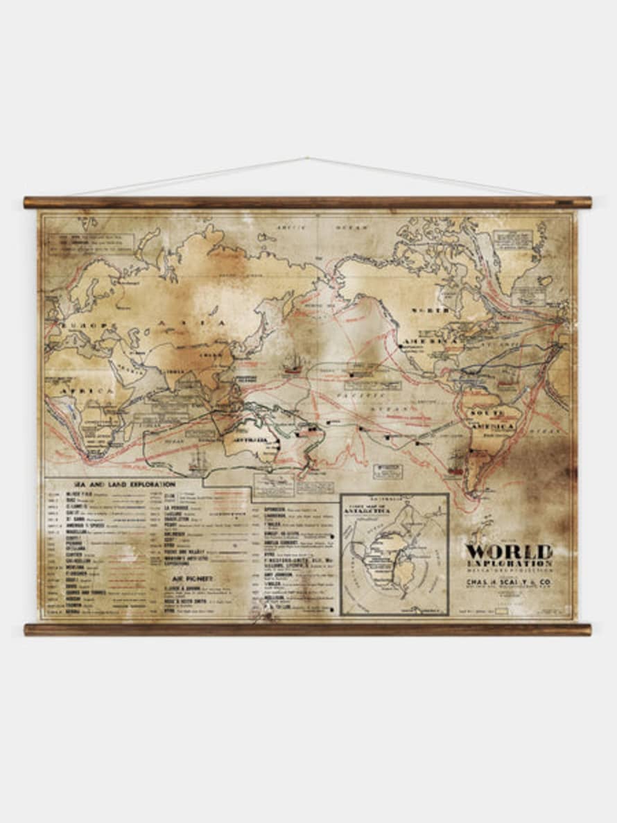 Erstwhile Wall Hanging World Exploration Map - Extra Large
