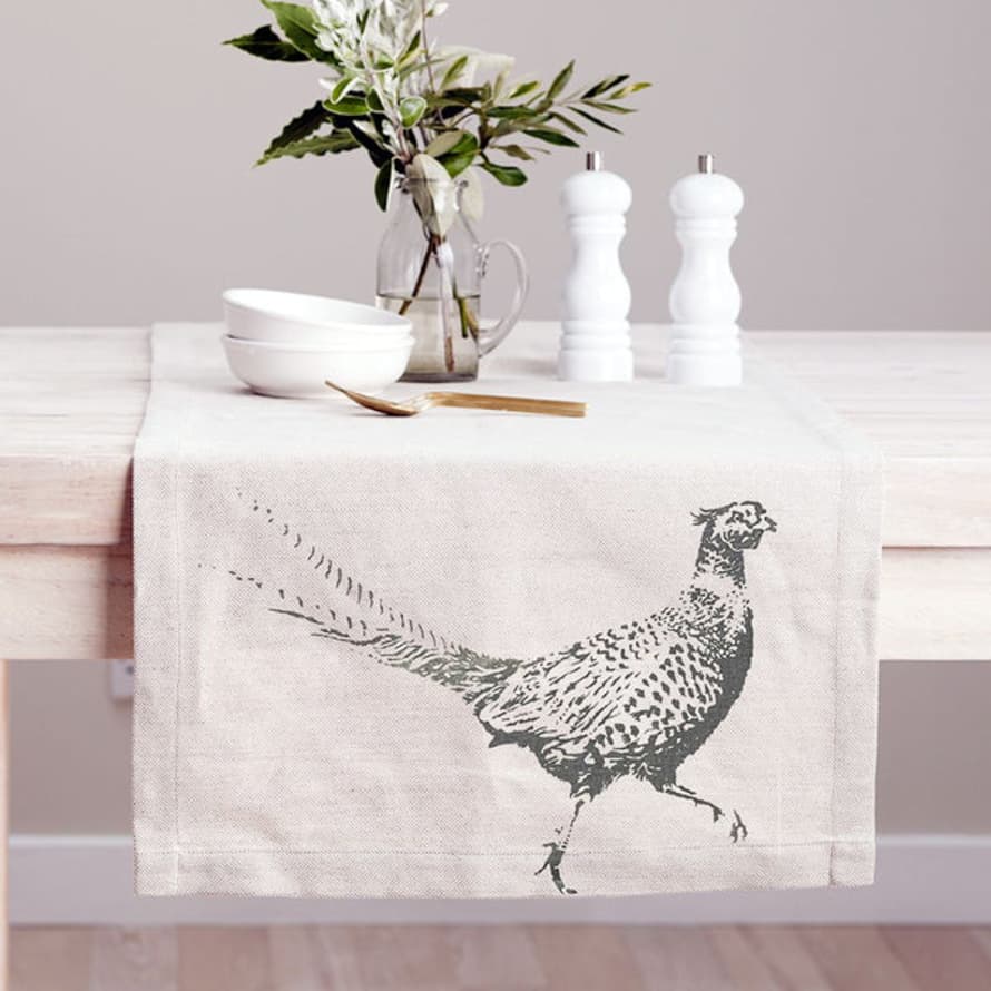 Just Slate Pheasant Linen Table Runner