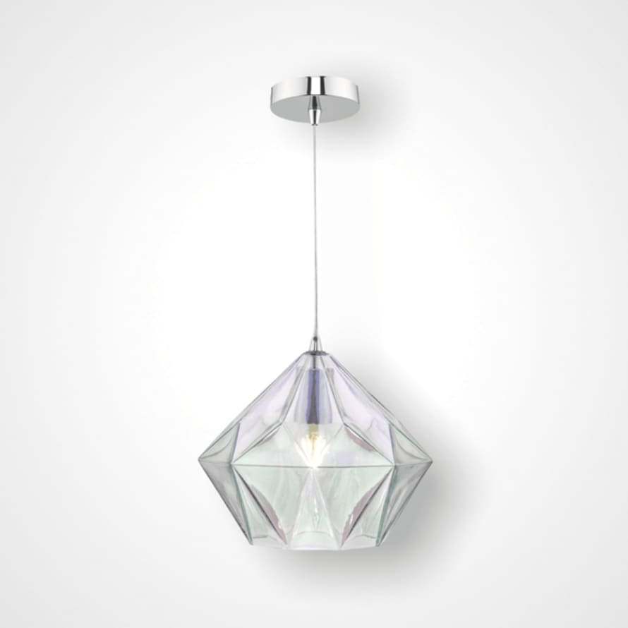 Persora Gaia Iridised Glass & Polished Chrome Pendant
