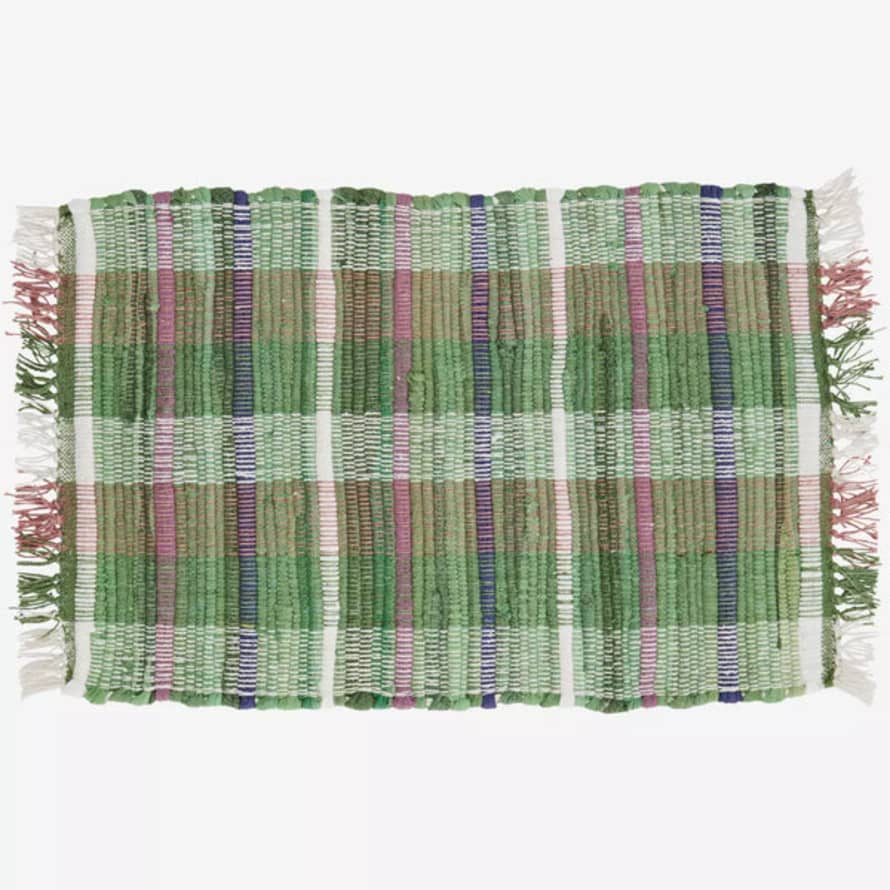 Madam Stoltz Green, Purple and Off White Cotton Handwoven Placemat