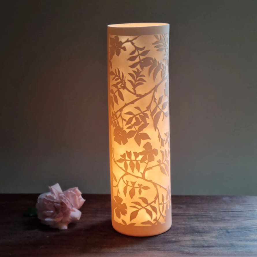 Amy Cooper Wild Rose Porcelain Cylinder Lamp