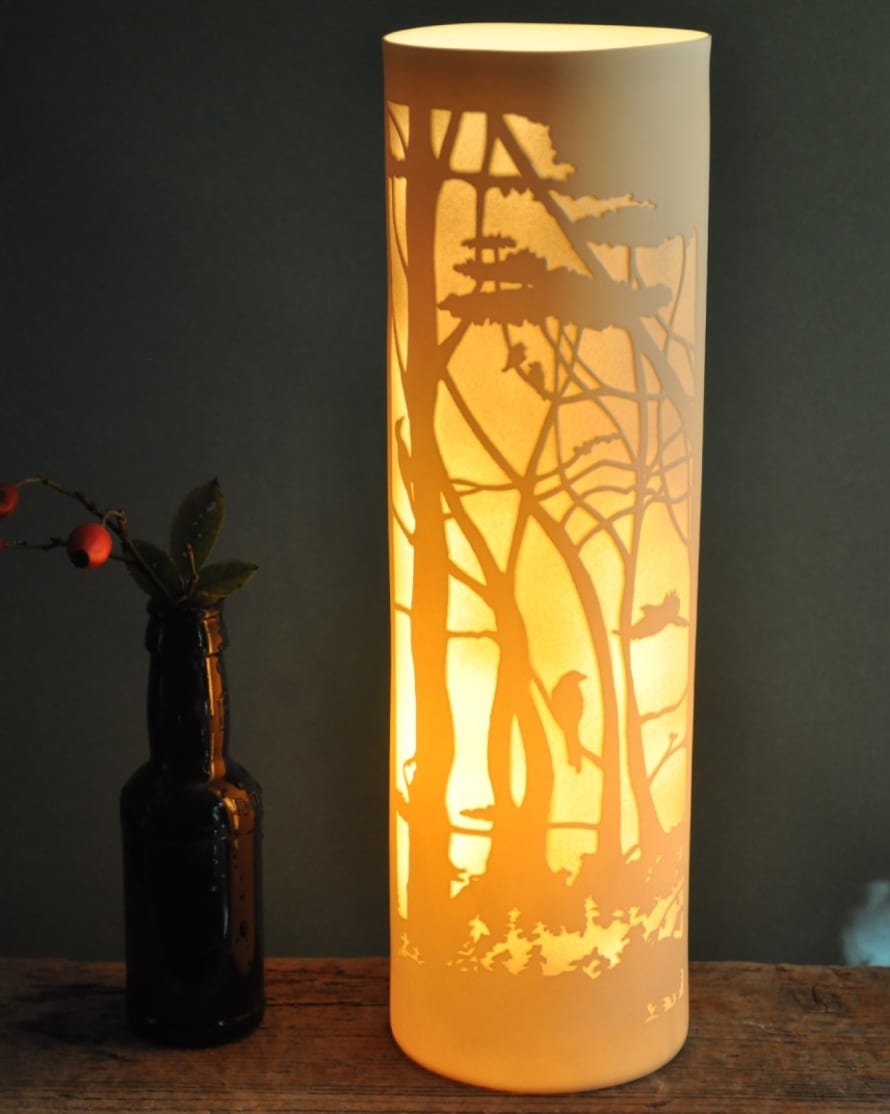 Amy Cooper Trewithen Woods Porcelain Cylinder Lamp