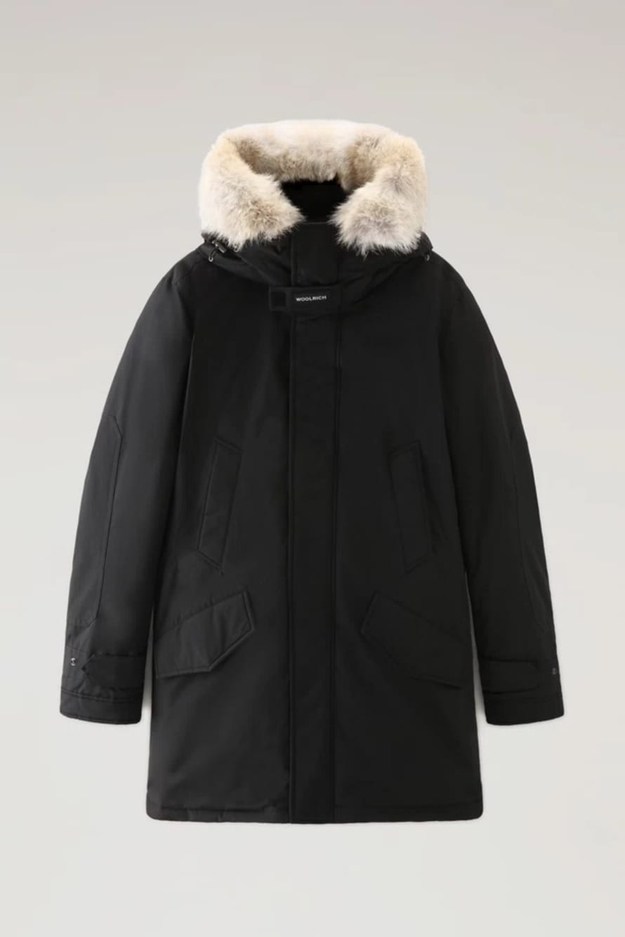 Woolrich Woolrich Polar Parka In Ramar With High Collar And Fur Trim Black