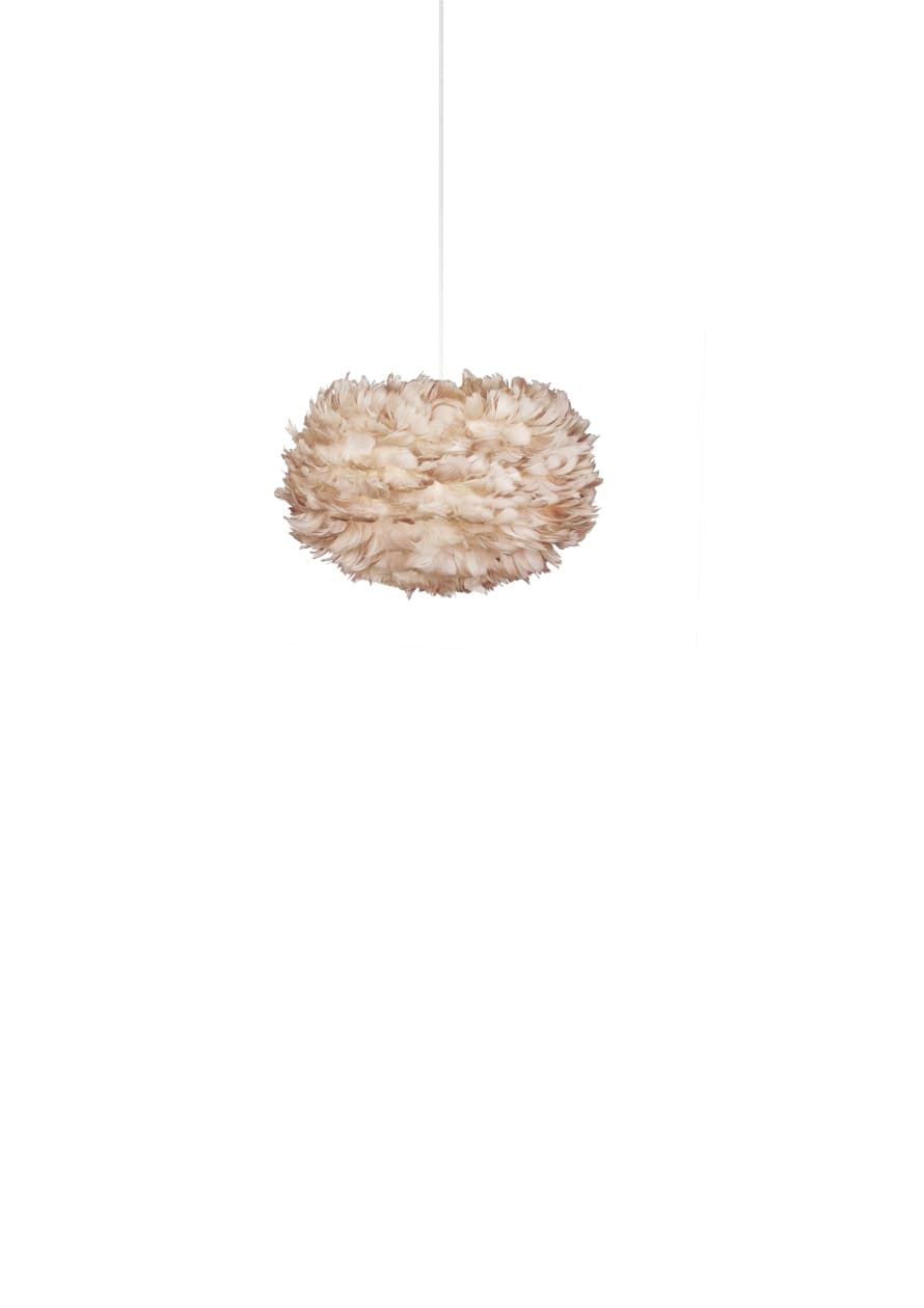 UMAGE Medium Light Brown Feather Eos Pendant Shade with White Cord Set