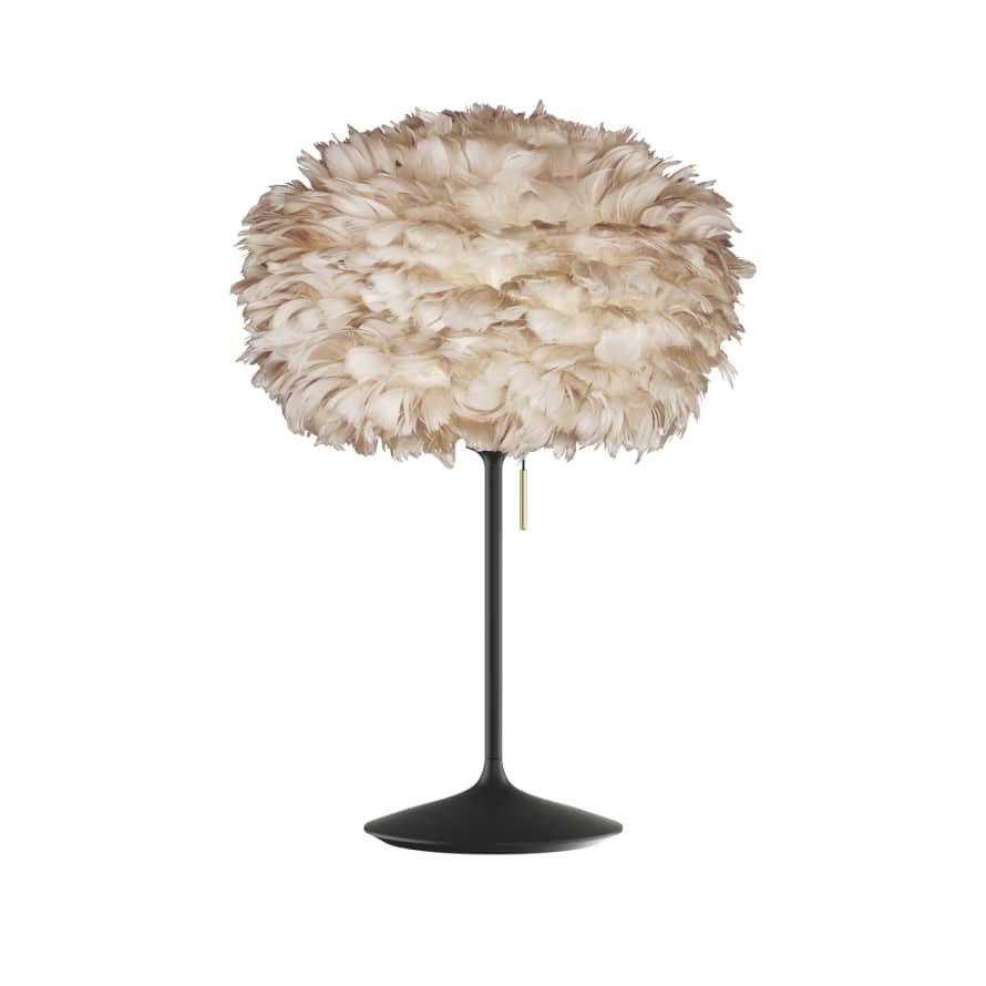 UMAGE Medium Light Brown Feather Eos Table Lamp with Black Santé Stand