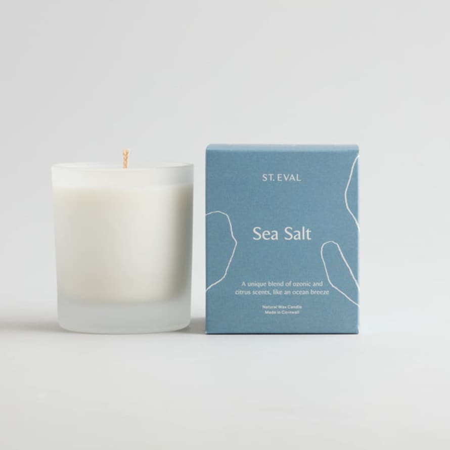 St Eval Sea Salt Lamorna Glass Candle