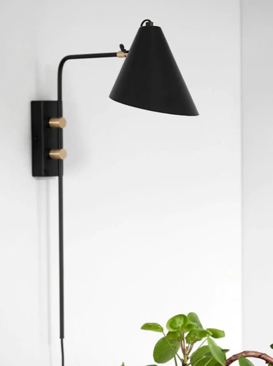 Dutchbone Club Wall Lamp In Black And Brass