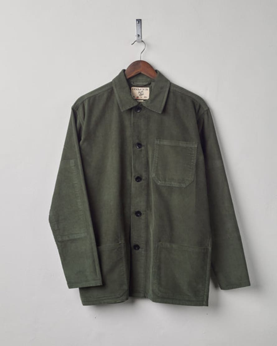 USKEES Men's Organic Buttoned Cord Overshirt - Vine Green