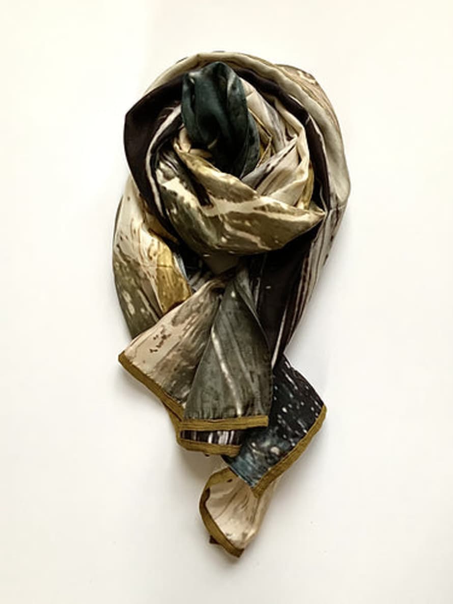 RubyKite Moorland Abstract Art Print Long Silk Wrap