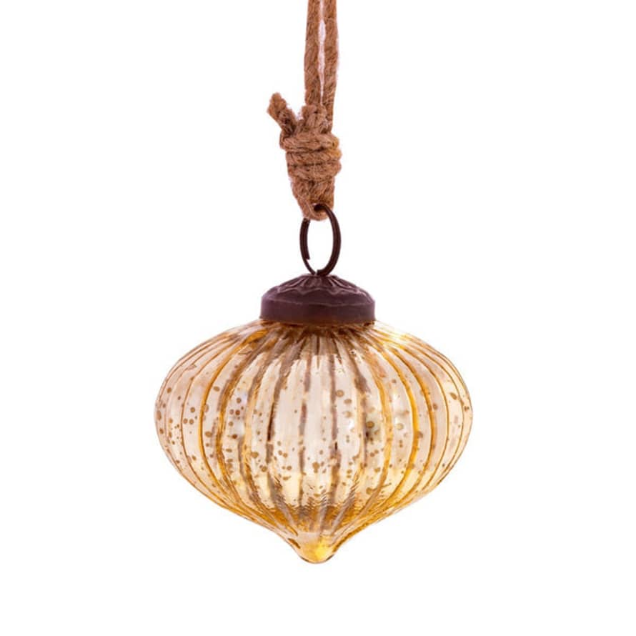 Sass & Belle  Gold Crackle Glass Onion Bauble