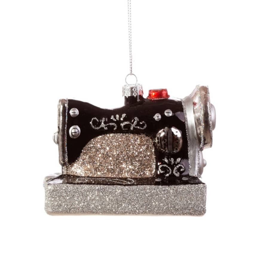 Sass & Belle  Retro Sewing Machine Shaped Bauble Black