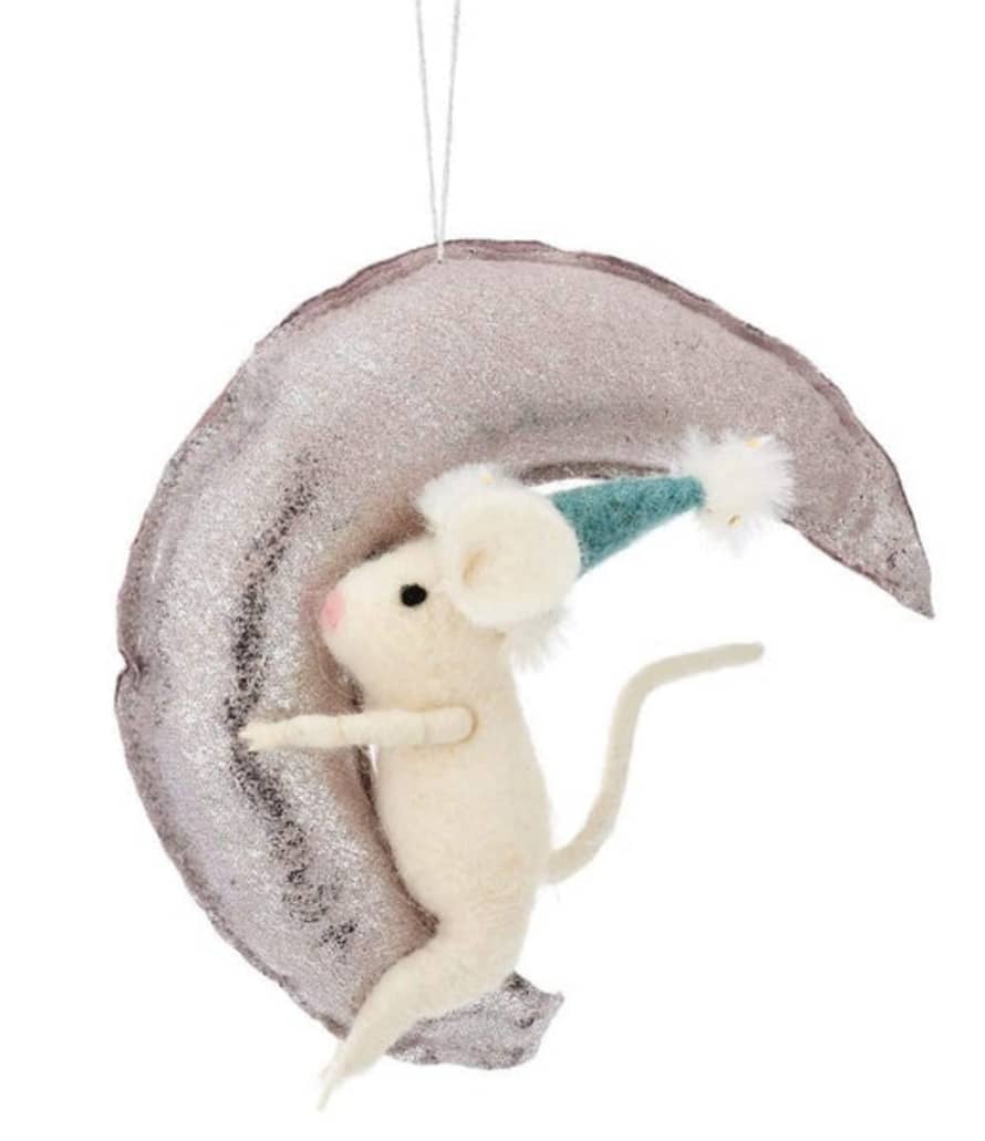 Sass & Belle  Mouse On The Moon Hanging Felt Decoration