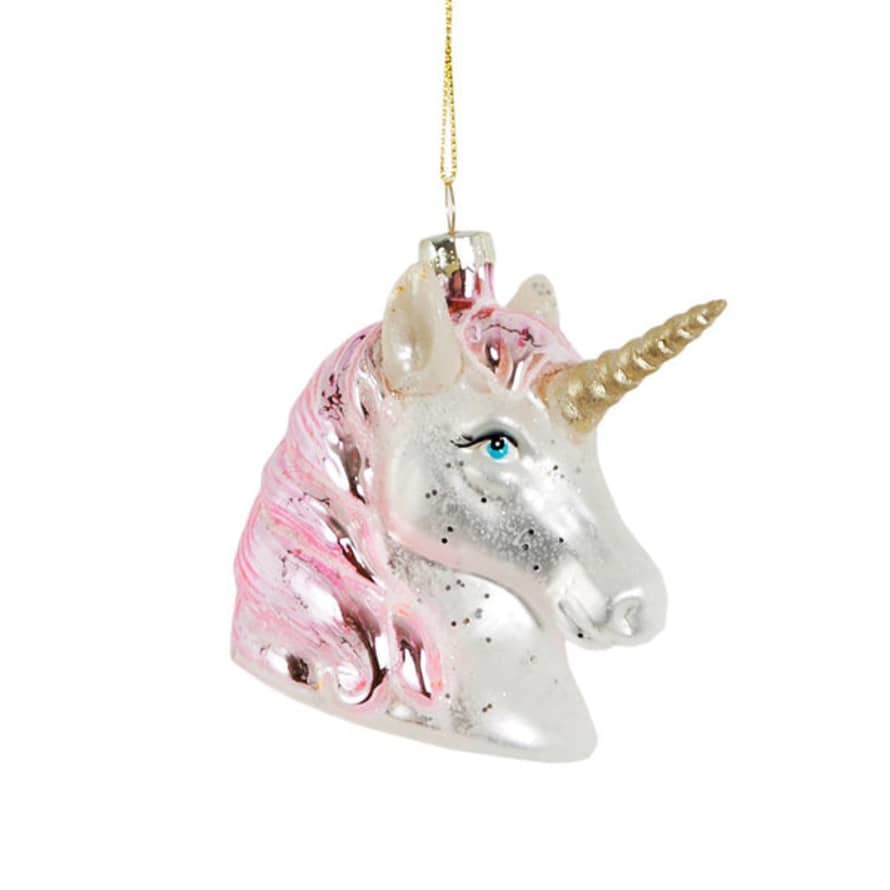 Sass & Belle  Pink Shimmer Unicorn Head Shaped Bauble