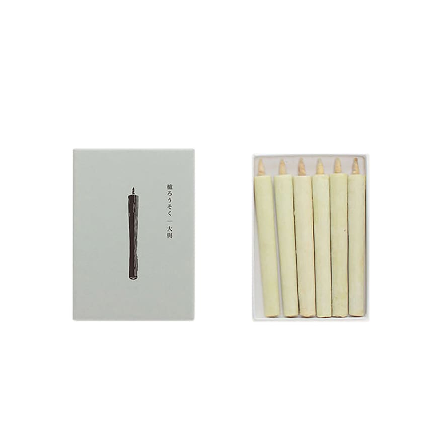 DAIYO Handmade Japanese Sumac Wax Candles White No.2 - Pack of 6