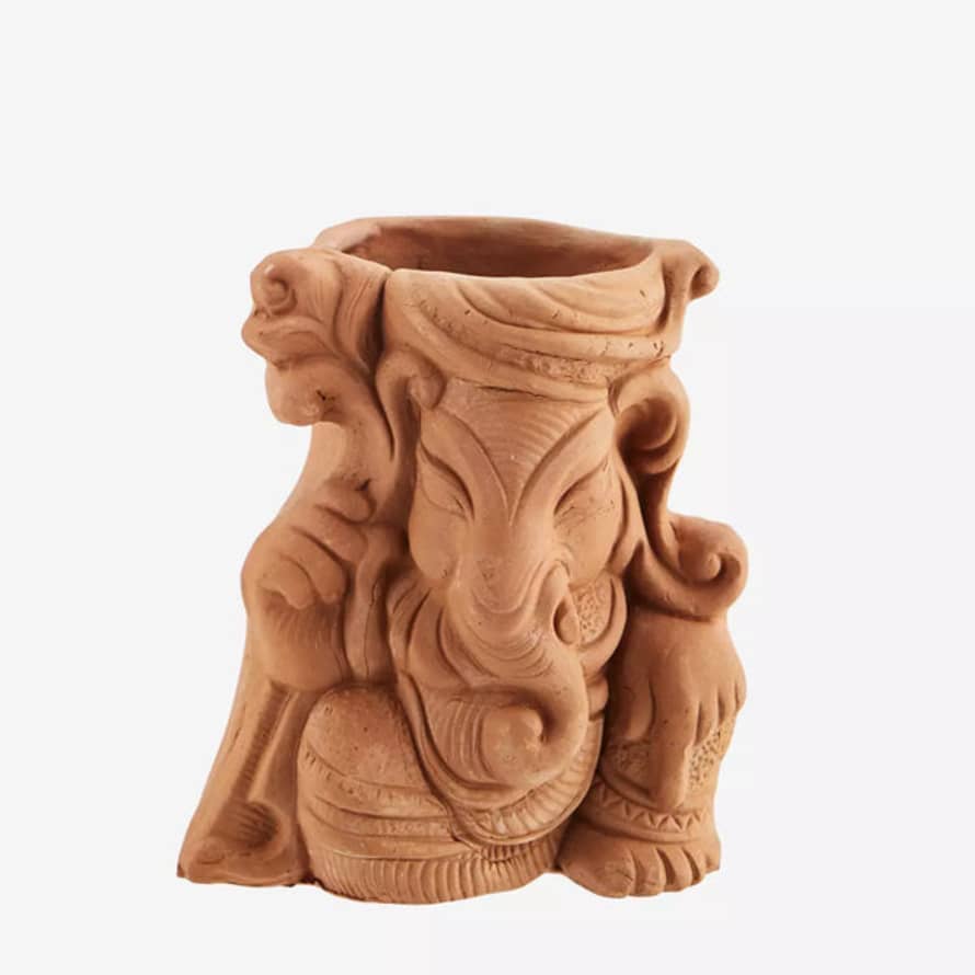 Madam Stoltz Natural Earthenware Ganesha Vase  