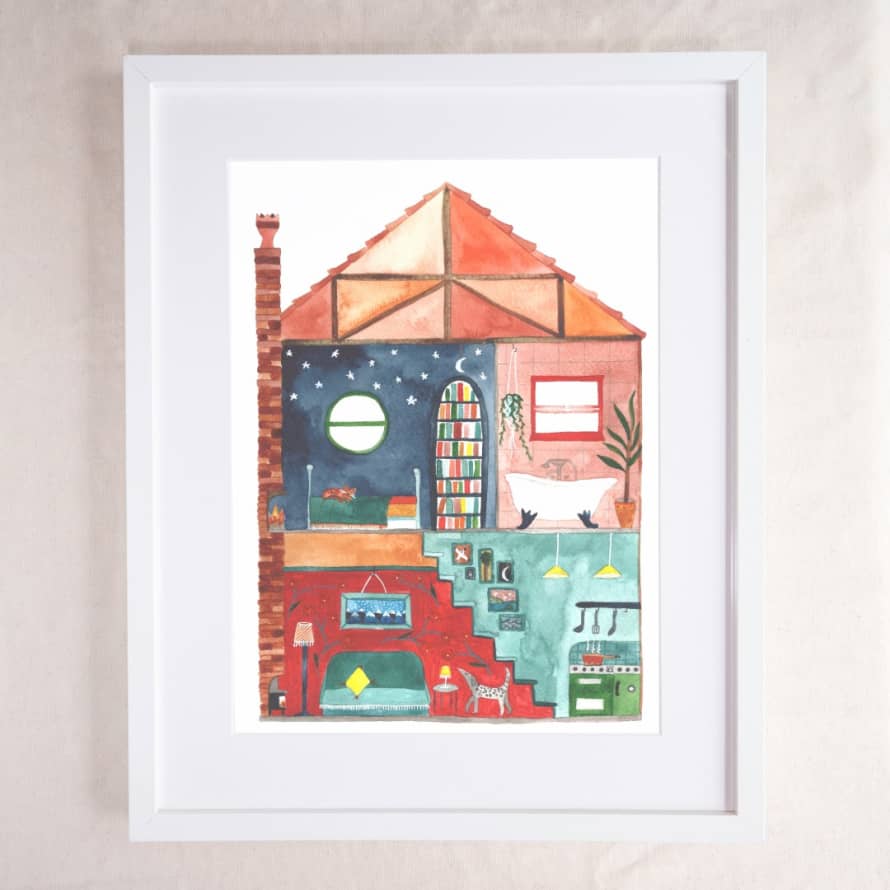 Hattie Buckwell Two Up Two Down – Cosy Home Art Print