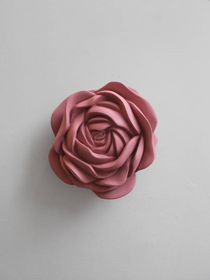 Iva Viana Rose Flower - Dark Pink Plaster Sculpture Decor