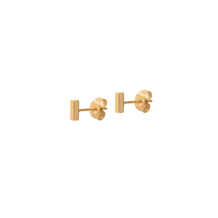 A Weathered Penny  Gold Bar Stud Earrings