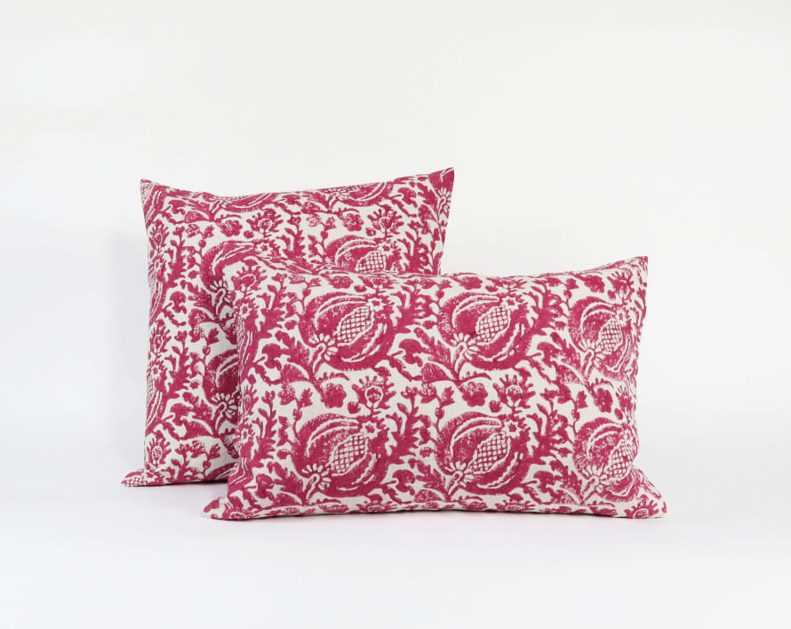 Indigo & Wills Pomegranate Fuchsia Linen Cushions
