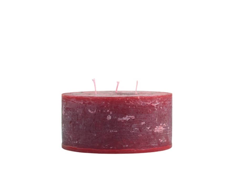 Chic Antique Short Chunky Triple Wick Red Pillar Candle