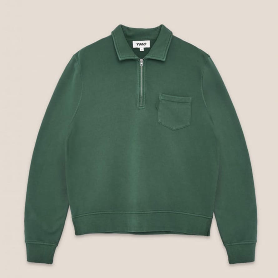 YMC Sugden Loopback Cotton Sweatshirt Green