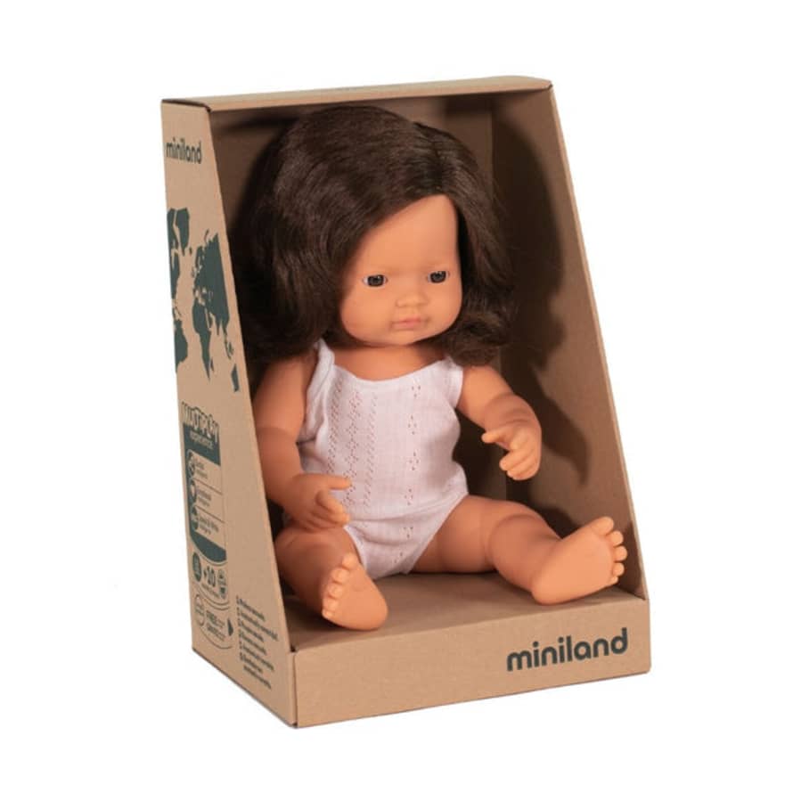 Miniland - Baby Brown Hair - 38 Cm
