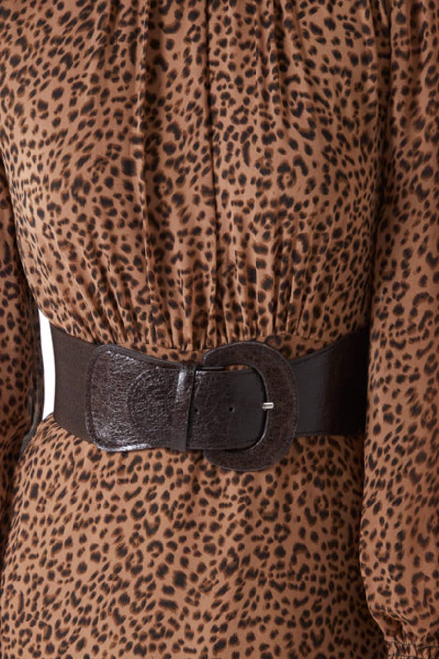 ATTIC WOMENSWEAR Elasticated Belt With Buckle - Chocolate