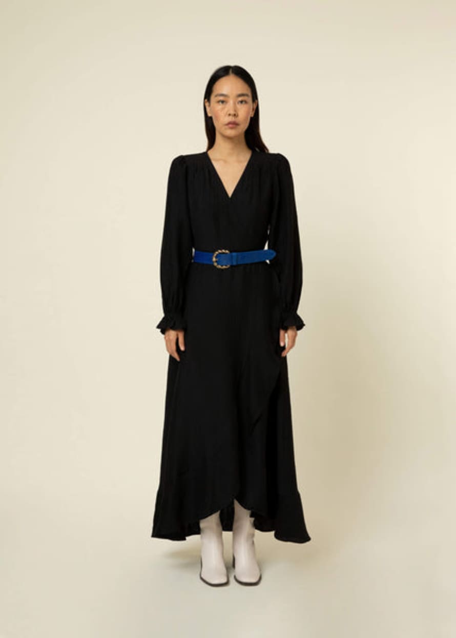 FRNCH Frill Wrap Maxi Dress - Black