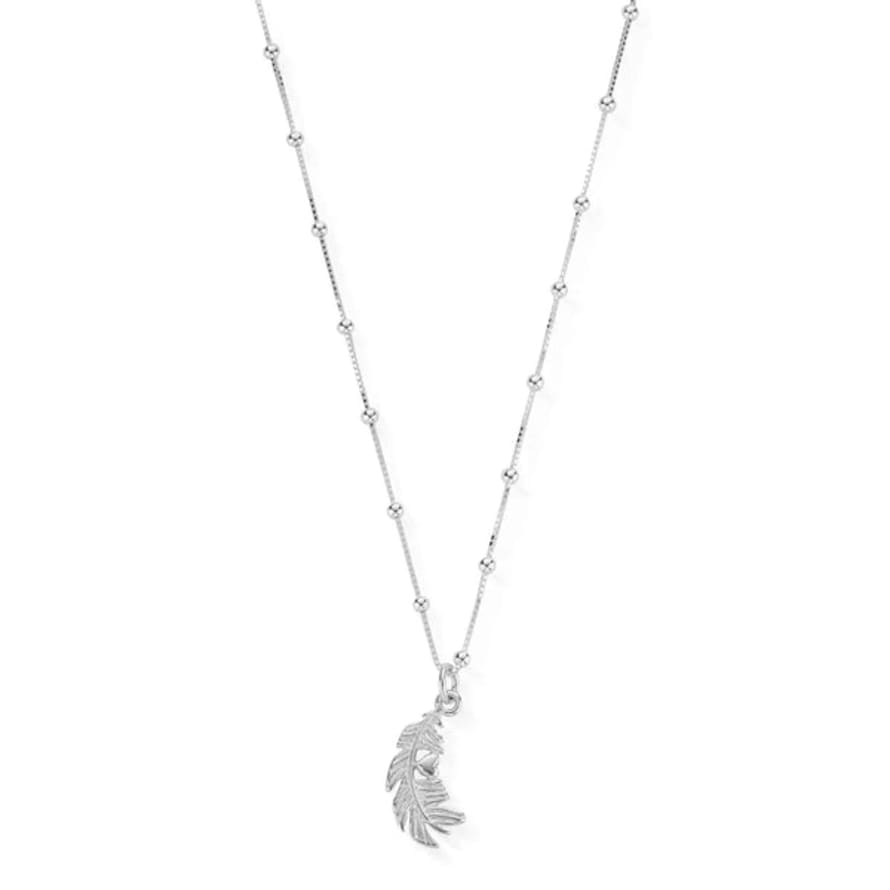 ChloBo Bobble Chain Heart In Feather Necklace - Silver