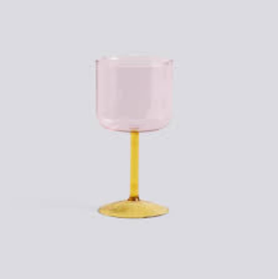 HAY - Tint Wine Glass Set Of 2 0.25 Litres Pink And Yellow