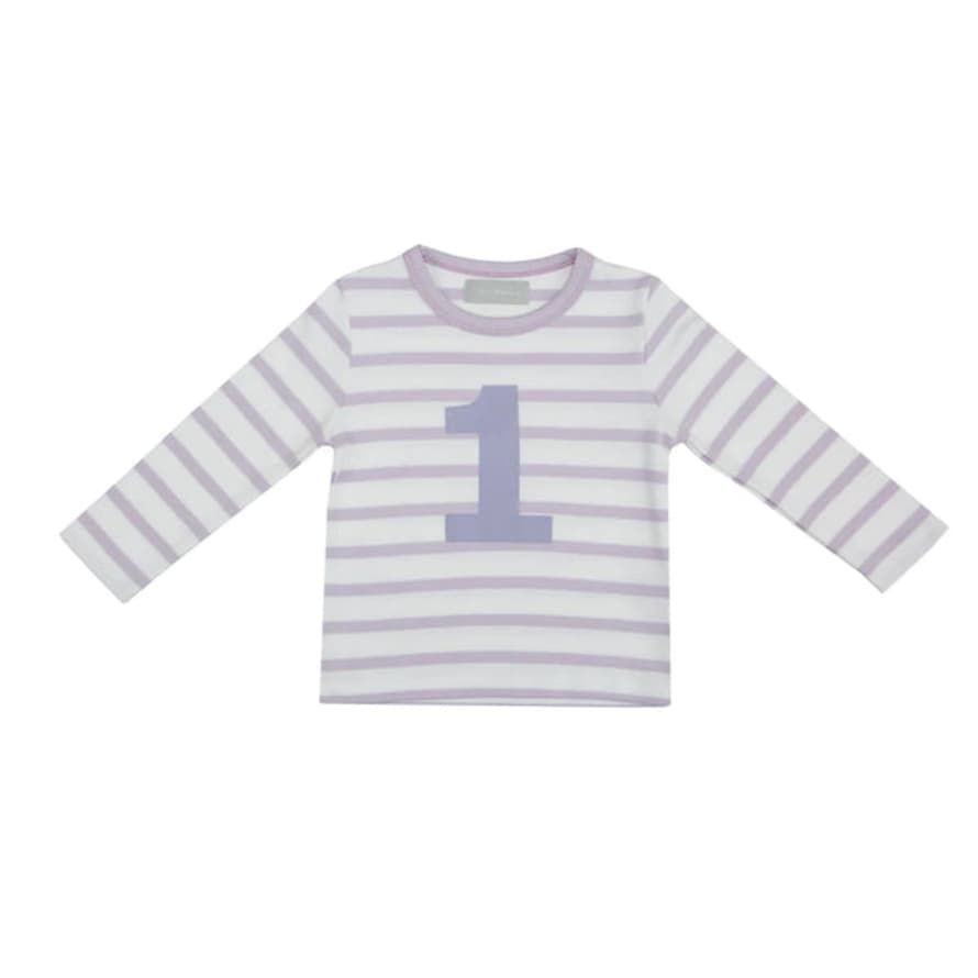 Bob and Blossom - Parma Violet & White Breton Striped Number T Shirt