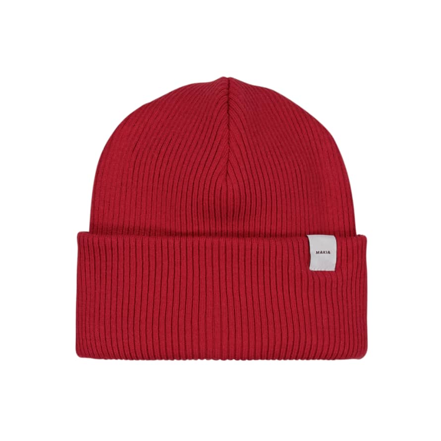 Makia Red Cotton Beanie Hat