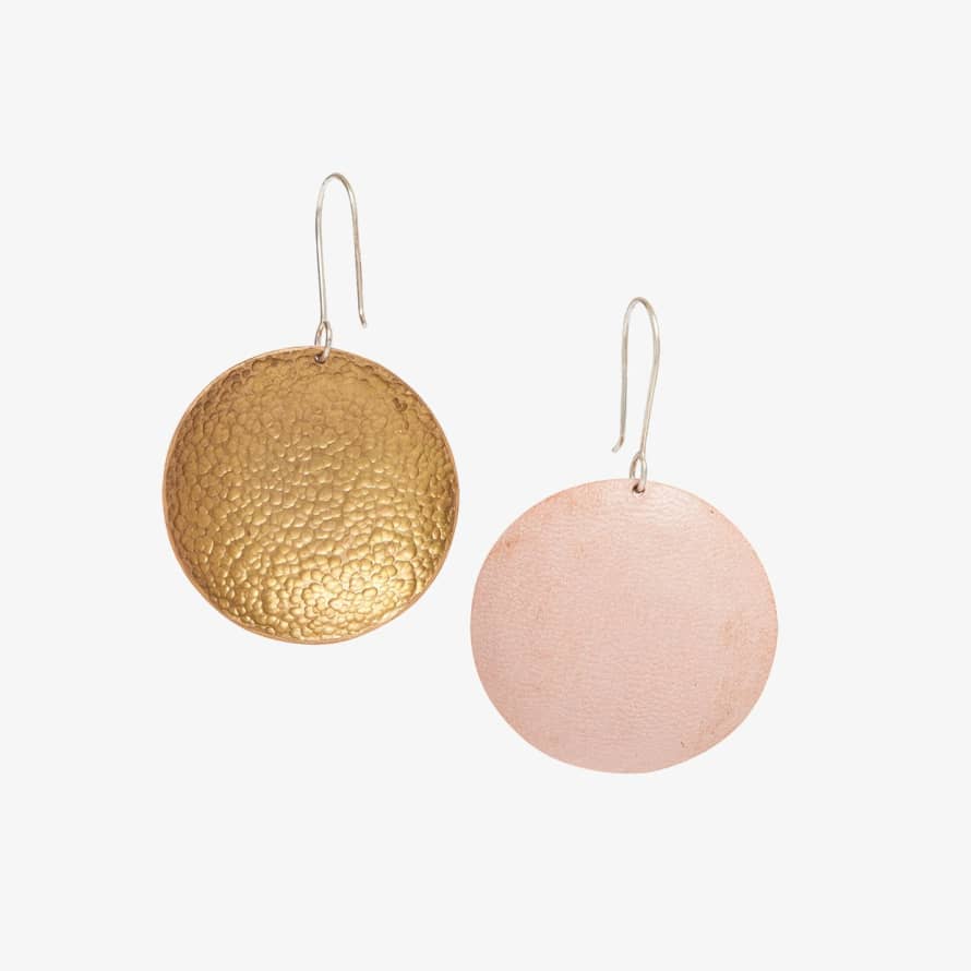 Made 51 Round Earrings In Brass Light Pink